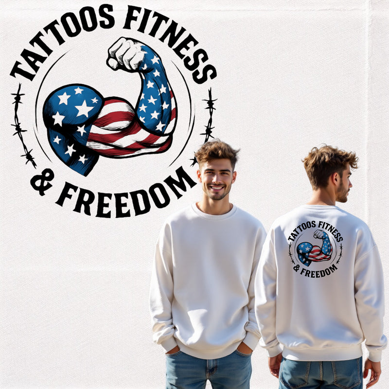 American Flag Flexed Bicep - TATTOOS FITNESS & FREEDOM LLC