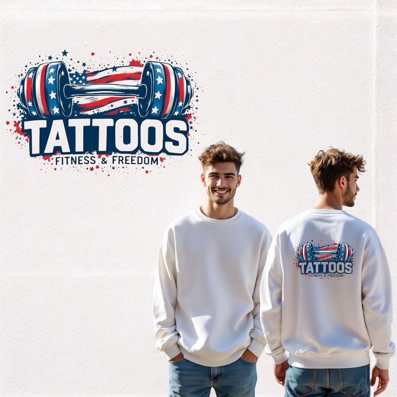 Red, White and Blue Dumbbell. - TATTOOS FITNESS & FREEDOM LLC