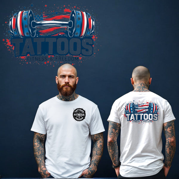 Red, White and Blue Dumbbell. - TATTOOS FITNESS & FREEDOM LLC