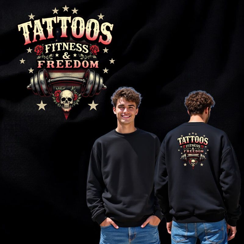 American Flag With A Barbell and a Skull. - TATTOOS FITNESS & FREEDOM LLC