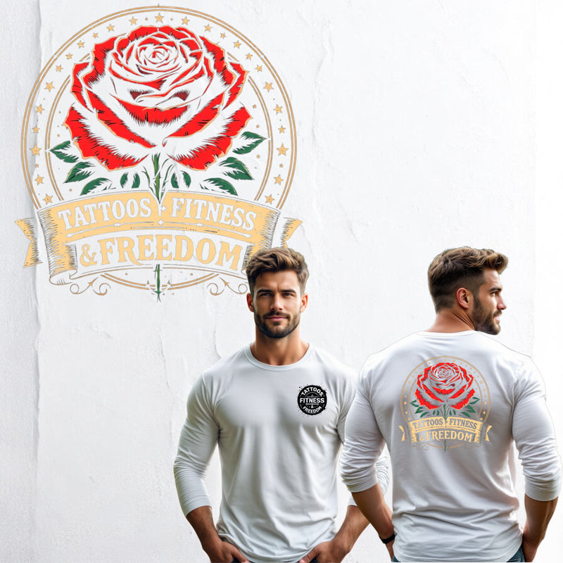 Large Rose With Tattoos Fitness & Freedom Banner. - TATTOOS FITNESS & FREEDOM LLC