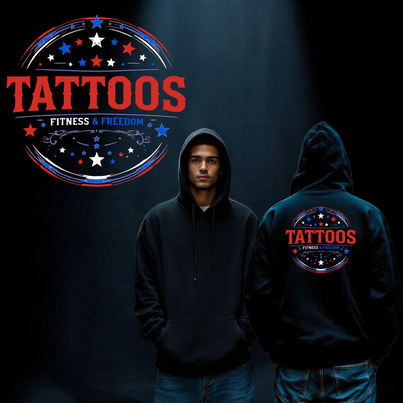 Circular Red, White and Blue Logo. - TATTOOS FITNESS & FREEDOM LLC