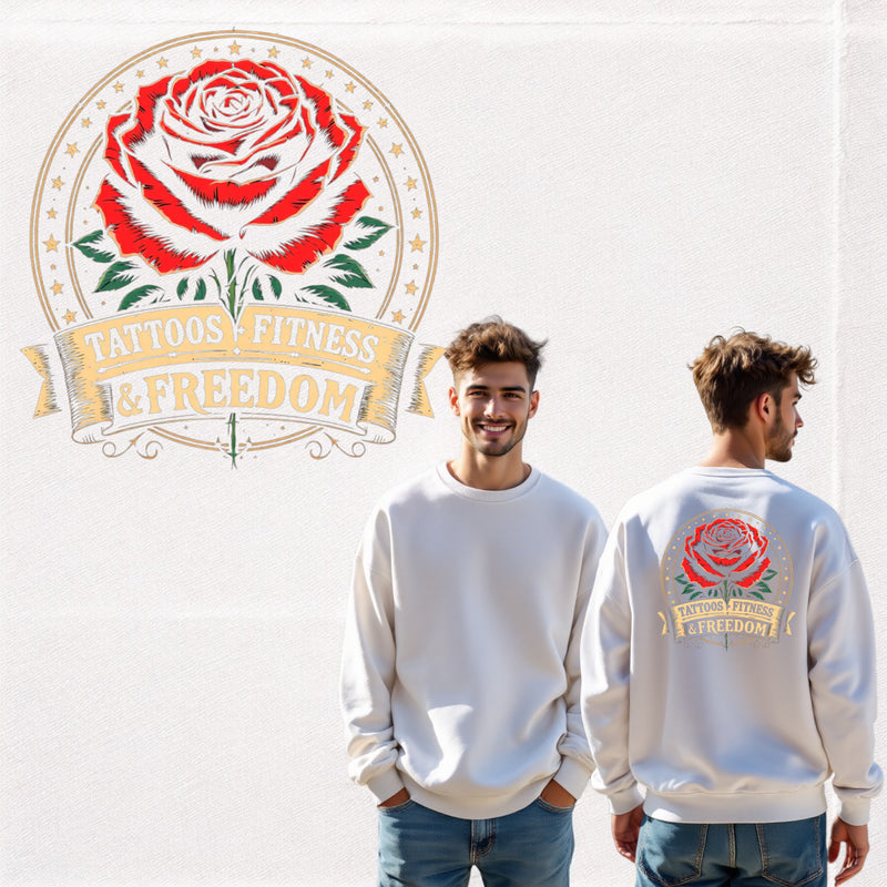 Large Rose With Tattoos Fitness & Freedom Banner. - TATTOOS FITNESS & FREEDOM LLC