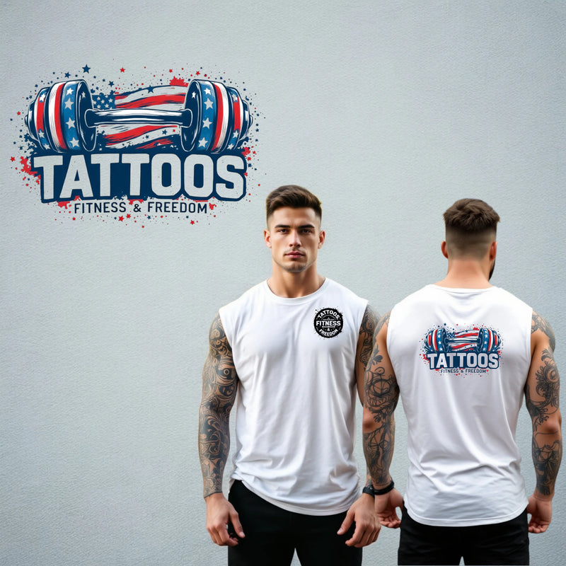 Red, White and Blue Dumbbell. - TATTOOS FITNESS & FREEDOM LLC