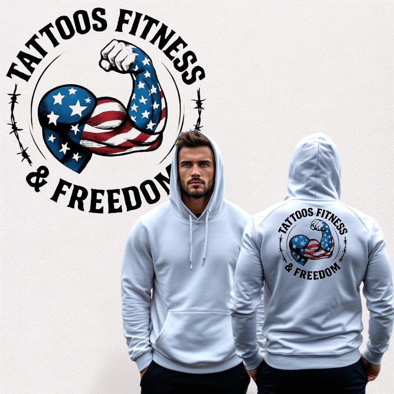 American Flag Flexed Bicep - TATTOOS FITNESS & FREEDOM LLC