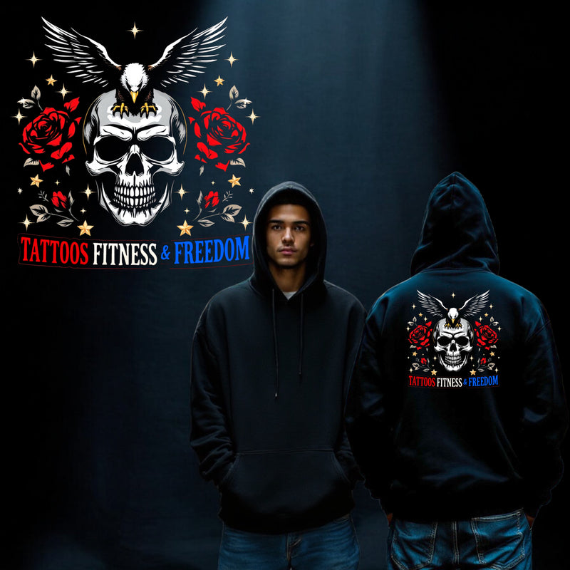 Large Skull With an Eagle and Roses. - TATTOOS FITNESS & FREEDOM LLC