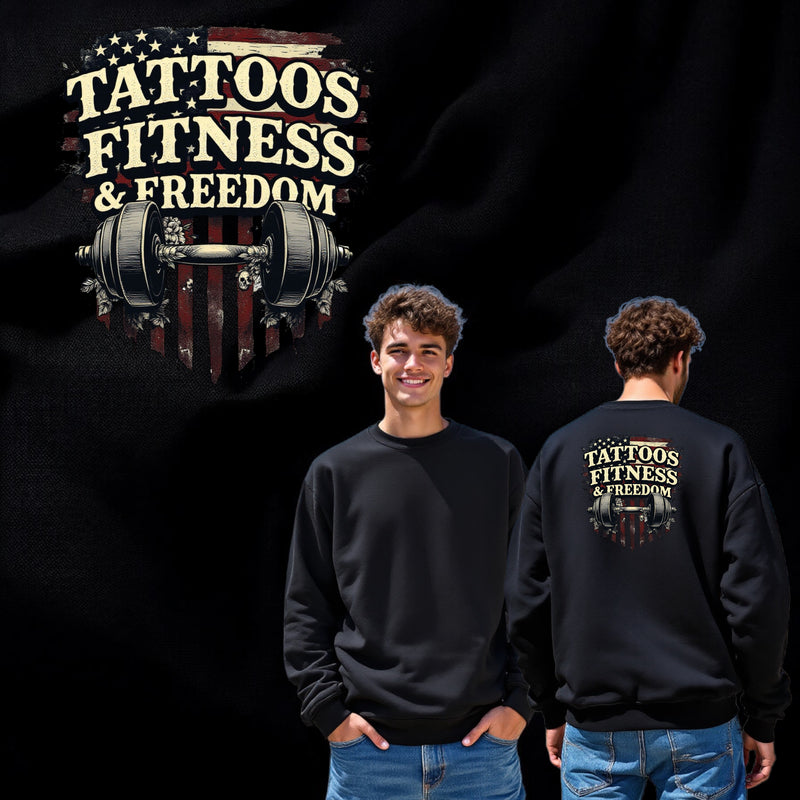 American Flag With a Dumbbell. - TATTOOS FITNESS & FREEDOM LLC