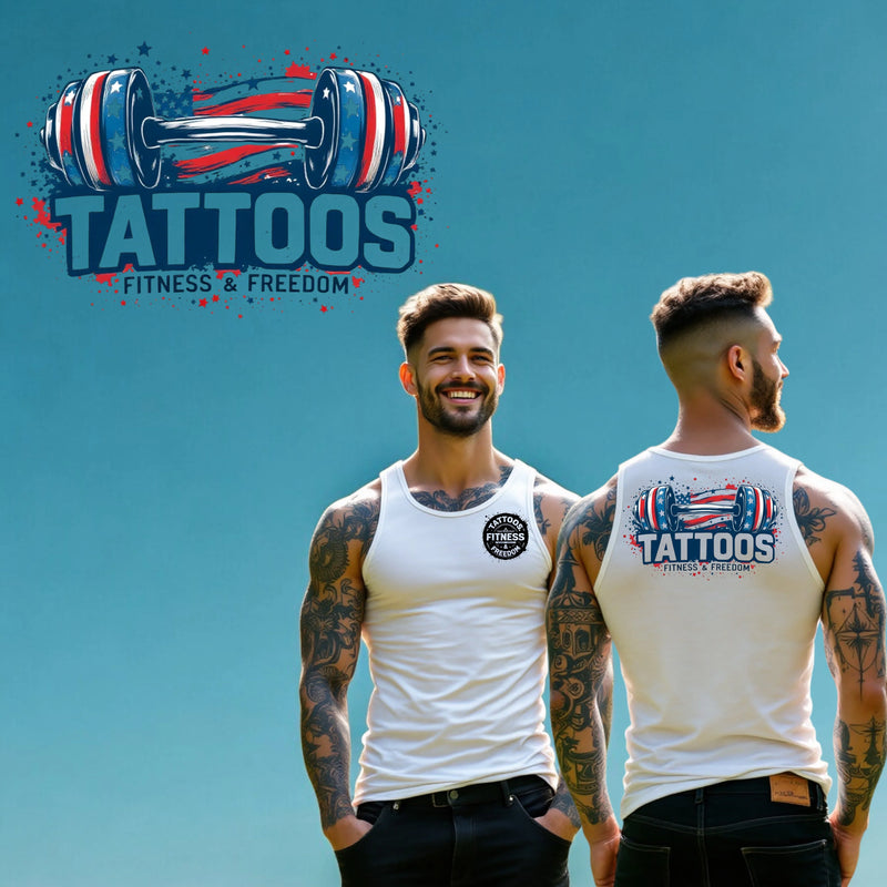 Red, White and Blue Dumbbell. - TATTOOS FITNESS & FREEDOM LLC