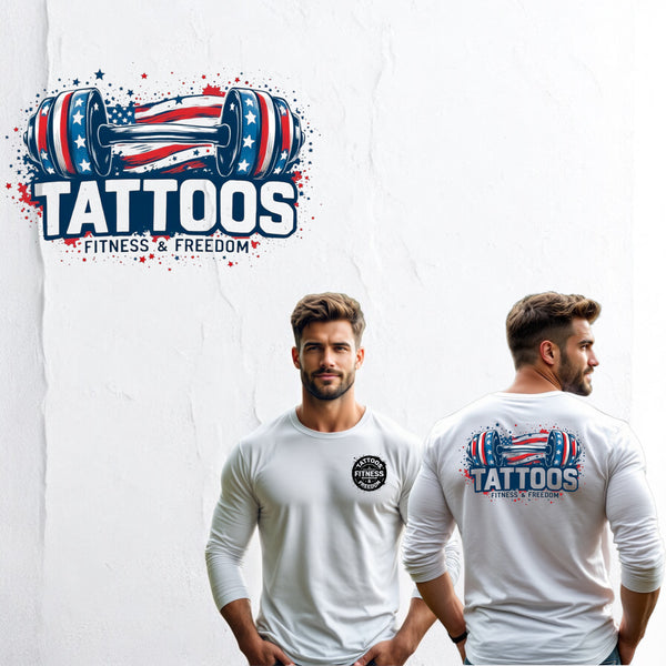 Red, White and Blue Dumbbell. - TATTOOS FITNESS & FREEDOM LLC