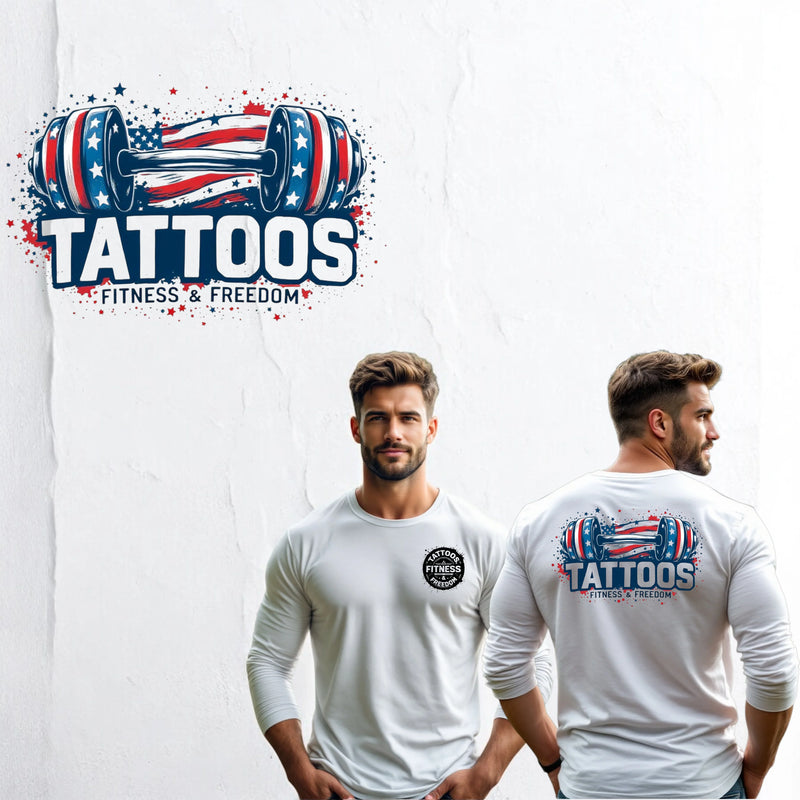 Red, White and Blue Dumbbell. - TATTOOS FITNESS & FREEDOM LLC