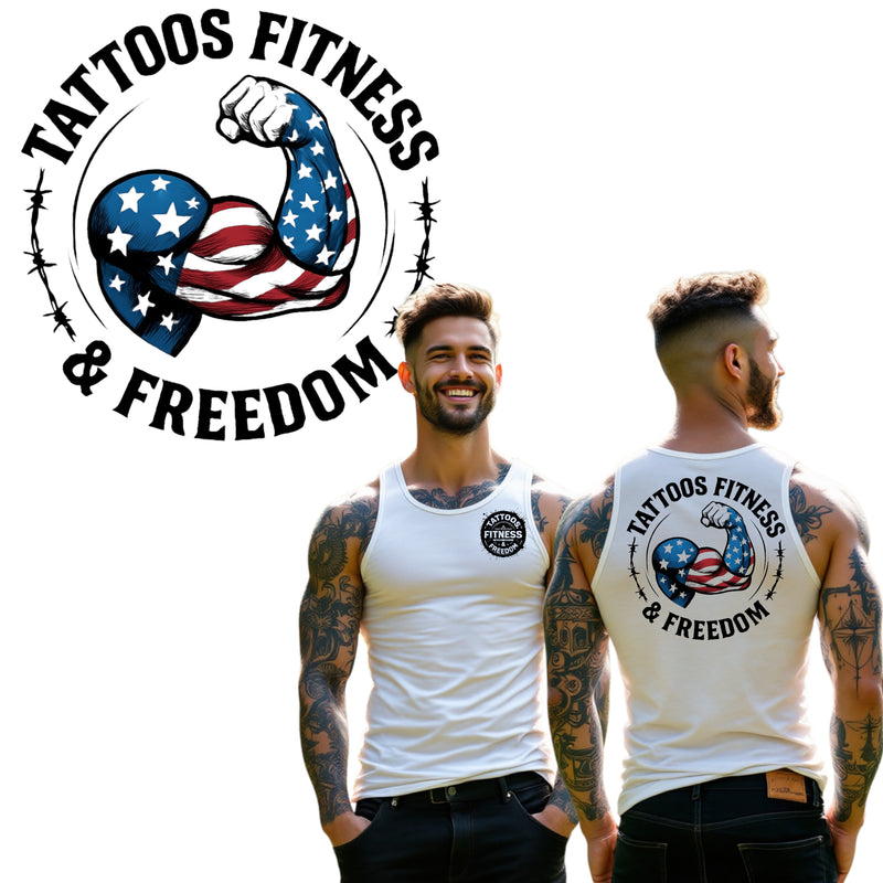American Flag Flexed Bicep - TATTOOS FITNESS & FREEDOM LLC