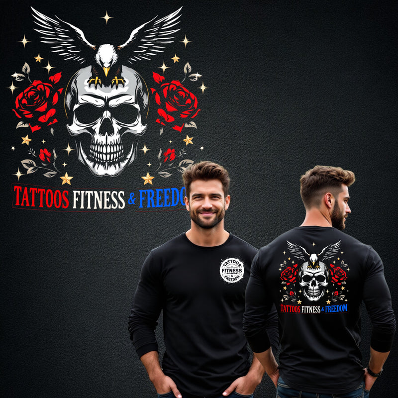 Large Skull With an Eagle and Roses. - TATTOOS FITNESS & FREEDOM LLC