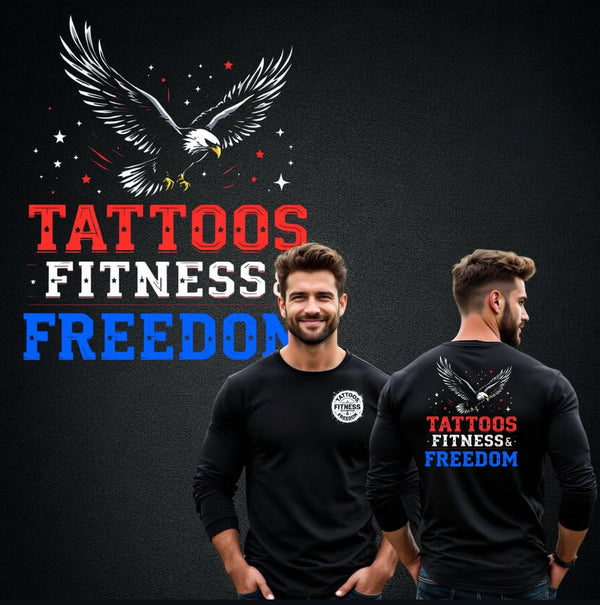 Flying Eagle With Red White and Blue Logo. - TATTOOS FITNESS & FREEDOM LLC