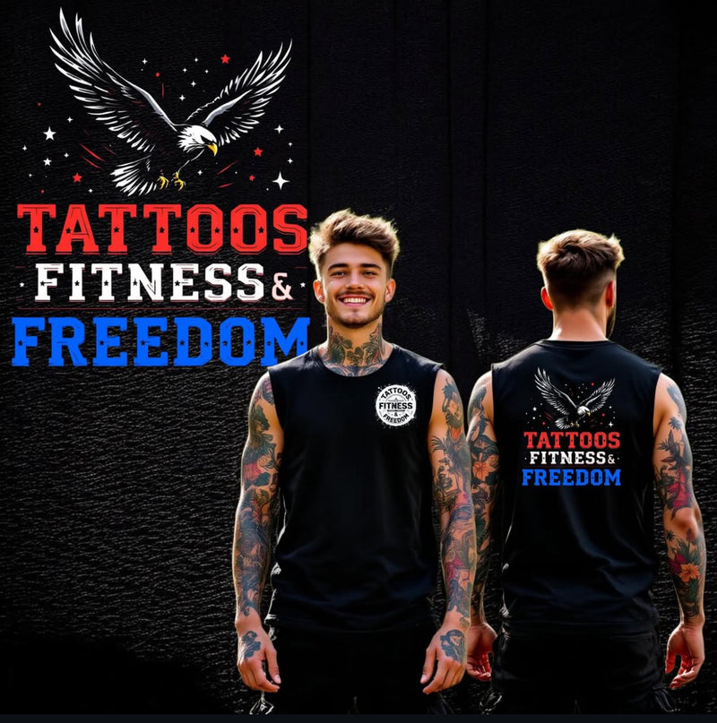 Flying Eagle With Red White and Blue Logo. - TATTOOS FITNESS & FREEDOM LLC