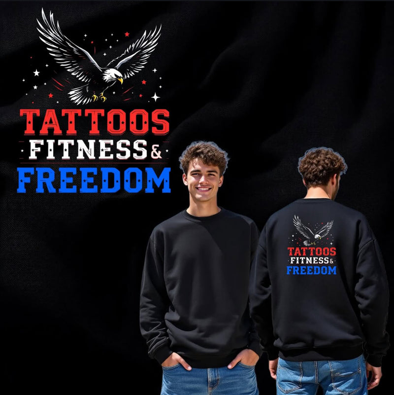 Flying Eagle With Red White and Blue Logo. - TATTOOS FITNESS & FREEDOM LLC