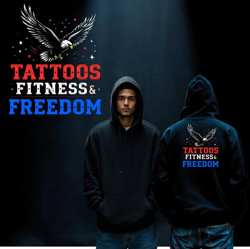 Flying Eagle With Red White and Blue Logo. - TATTOOS FITNESS & FREEDOM LLC